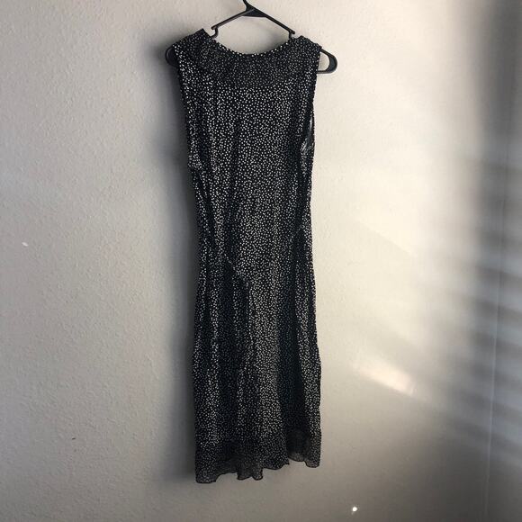 Black and white dot print ruffle trim sleeveless dress - Picture 4 of 7